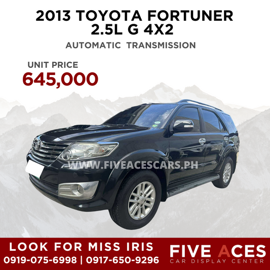 2013 TOYOTA FORTUNER 2.5L G 4X2 AUTOMATIC TRANSMISSION Five Aces Car Display Center